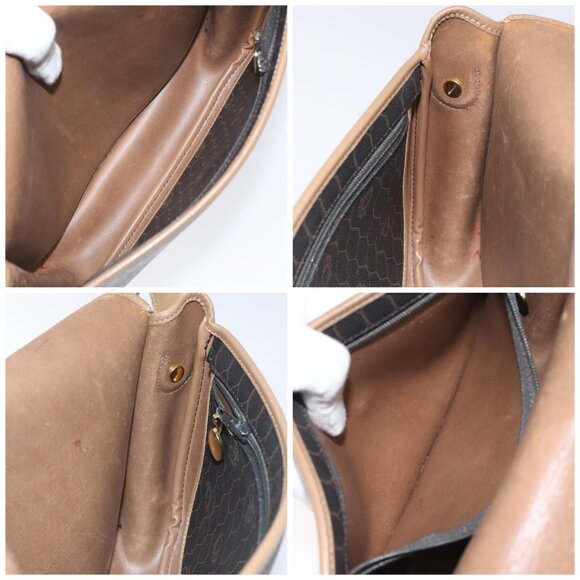 Christian Dior Honeycomb Canvas Shoulder Bag PVC Black Brown gold Auth bs23494 - Picture 15 of 16